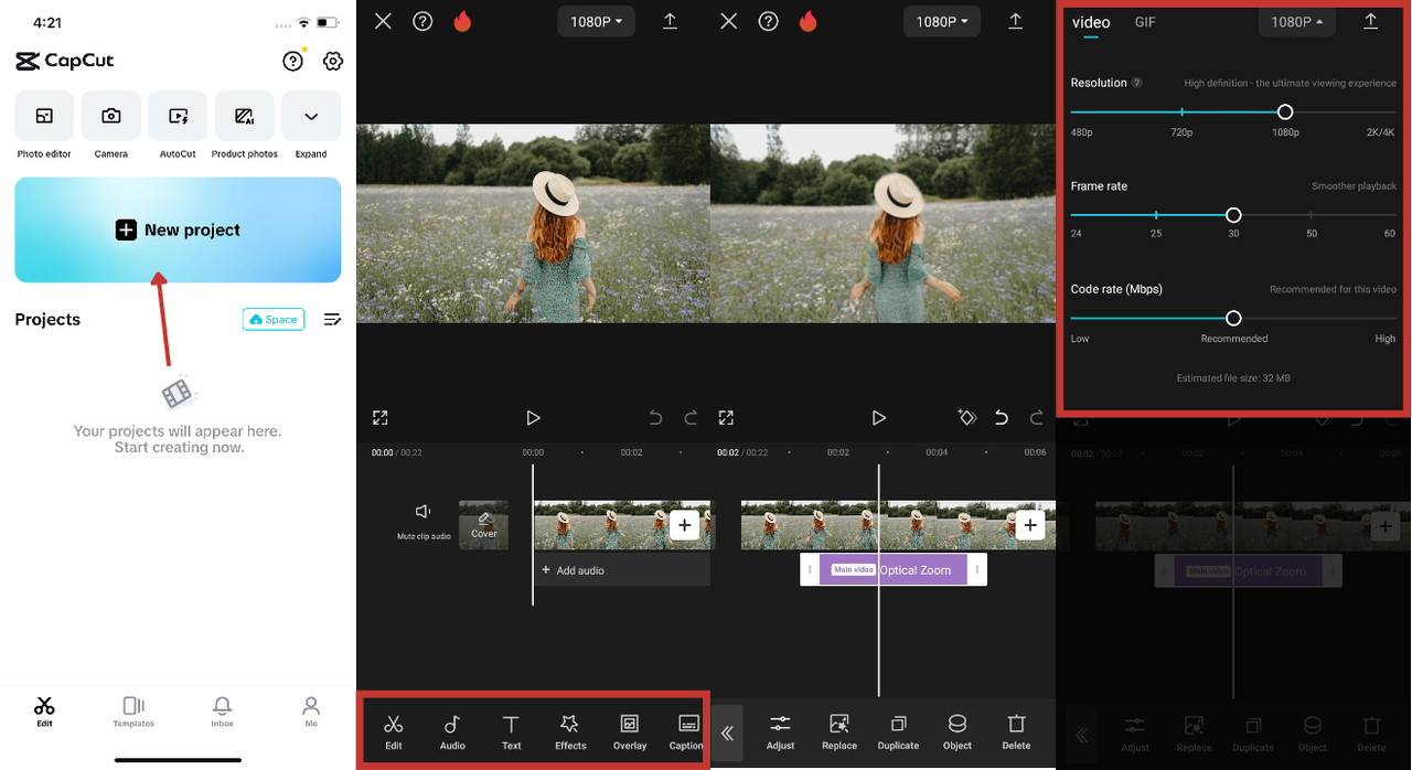 CapCut interface